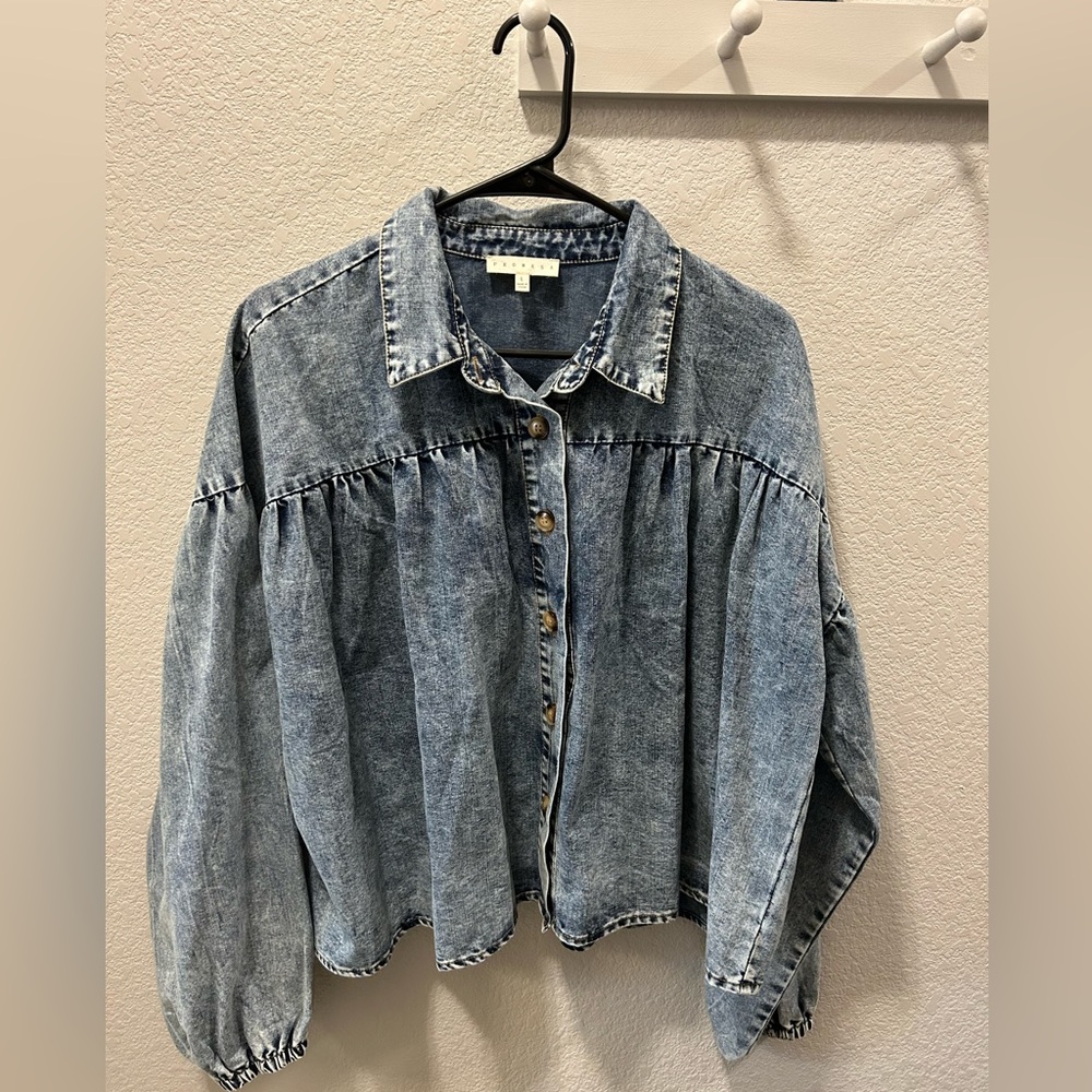 NWOT Y2K Lightweight Chambray Denim‎ Babydoll Top